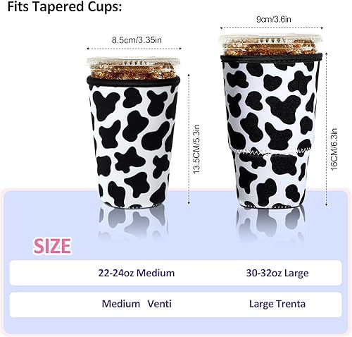 Vista 28 de Patelai Funda aislante reutilizable para café helado, 4 piezas, para bebidas frías, bebidas y soporte para la mayoría de los cafés