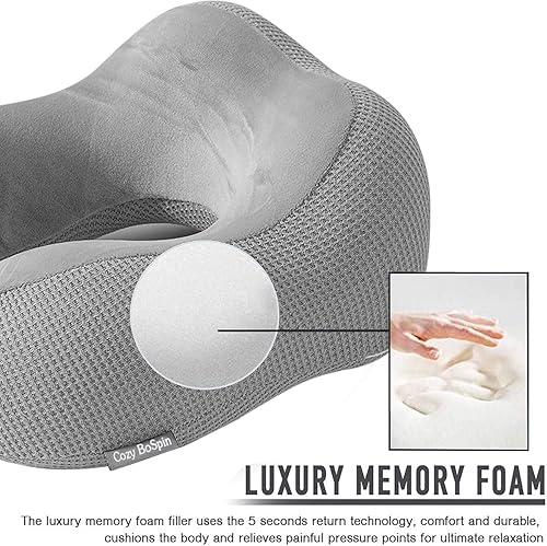 Miniatura 7 de Cozy BoSpin Almohada de viaje  Almohada de cuello para viajes, almohada de apoyo portátil de espuma viscoelástica, cómoda y ligera, paquete rápido