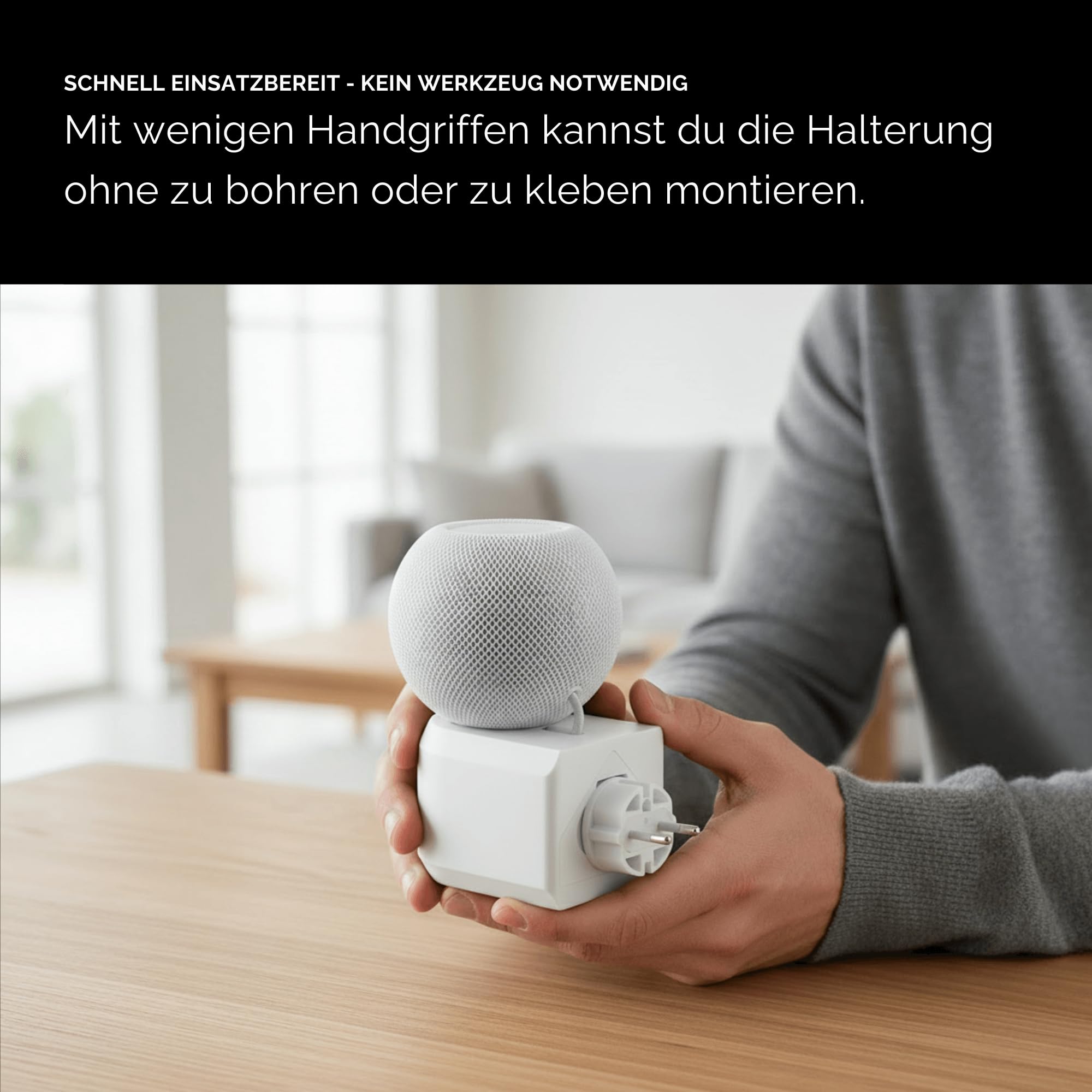 Halterung Steckdose für Apple HomePod mini - Lautsprecher Wandhalterung mit Kabelführung Halter ohne Bohren -HomePod mini Wandhalter & Lautsprecher Ständer - Weiß