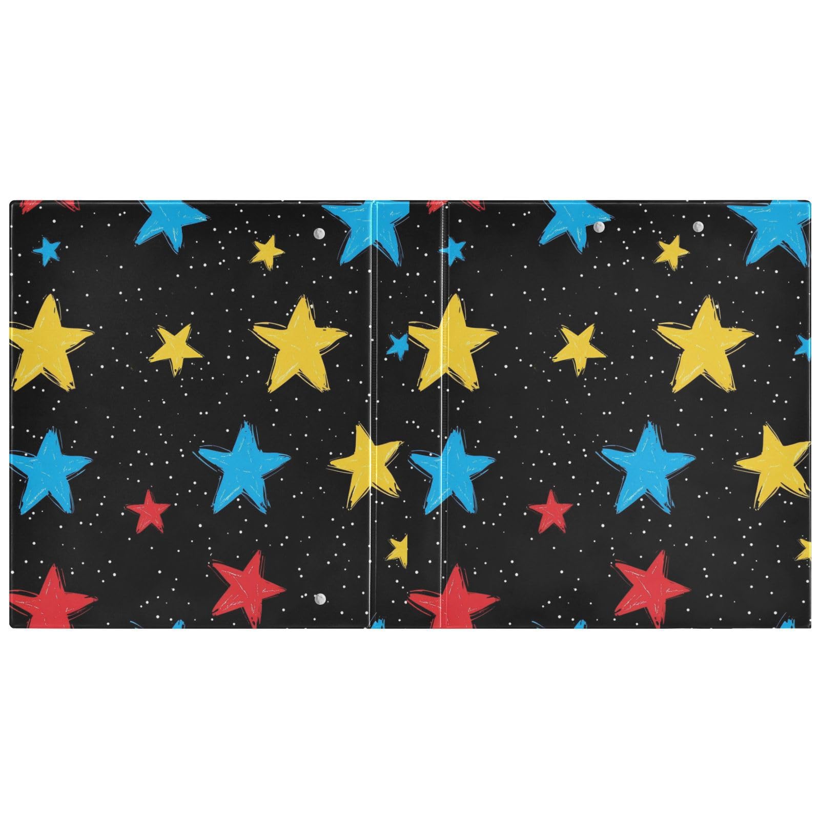 Raccoglitori a 3 anelli con motivo a stelle luccicanti da 2,5 cm e 2,5 cm, con portablocco, 2 confezioni da 200 fogli
