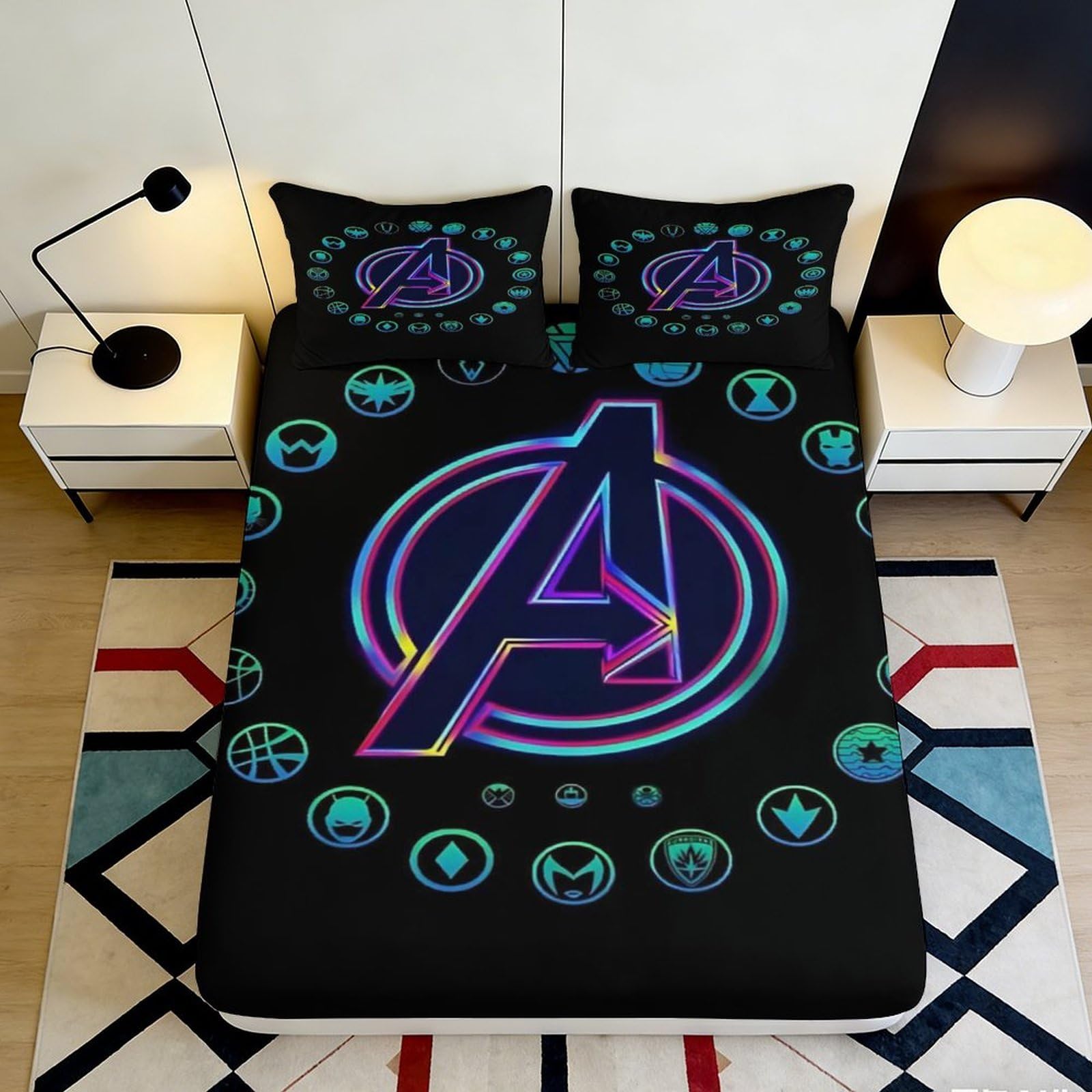 3D Printed Cosmic Symbol Fitted Sheet Microfiber Deep Pocket Non-Slip for Bedroom Bedding Cosmic Mattress Fitted Cover Washable 140x200x25cm