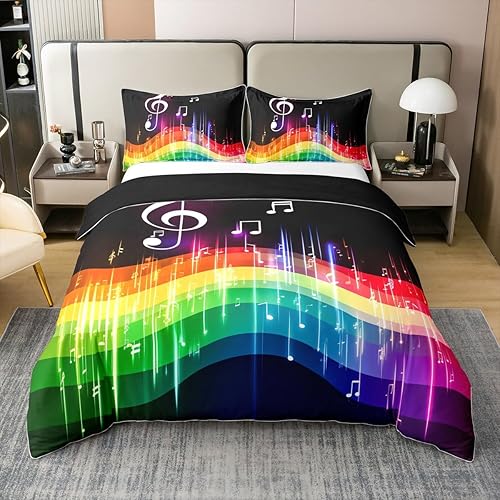 Miniatura 37 de jejeloiu Funda de edredón con estampado de radio Boombox, 100% algodón, para niños y niñas, tamaño matrimonial, juego de ropa de cama retro con Azul