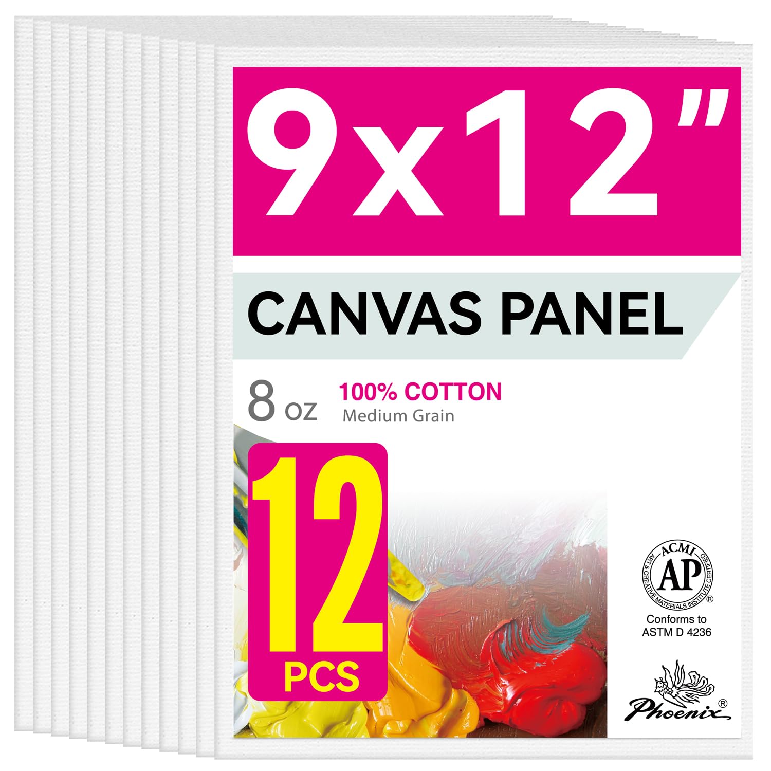 Amazon.com: PHOENIX Painting Canvas Panels 9x12 Inch, 12 Value