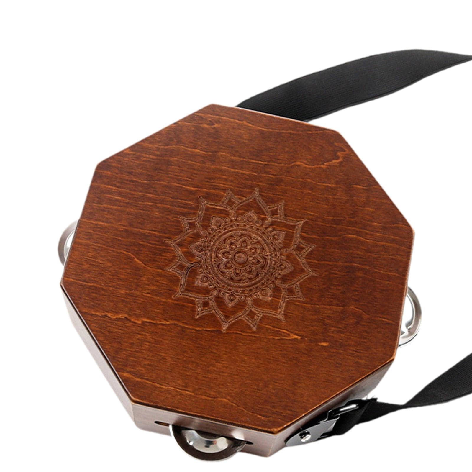 Cajón Portátil de Madera Instrumento de Percusión Caja Pequeña con Cinturón Y Platinelas Adecuado para Músicos Aprendizaje Viajes Presentac, Octágono Marrón