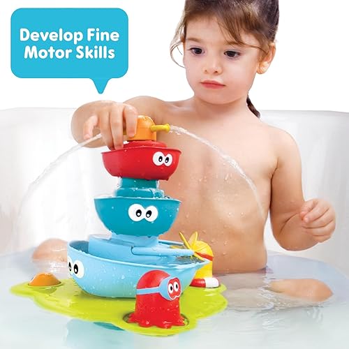 Miniatura 3 de Yookidoo Juguete de baño para bebé (juego de 7 piezas) – Fuente de bañera Stack N' Spray – Fuente mágica de pulverización para diversión en el baño