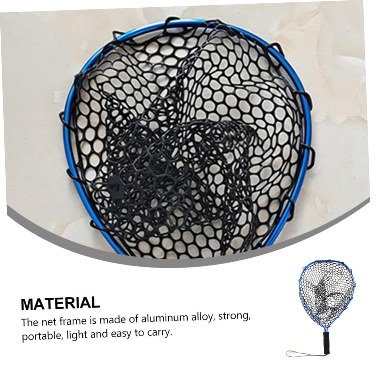 Pesca para Mosca de Aluminio con Malla de Goma Antienredos Ligera para Embarcación Accesorios de Pesca para Captura y Liberación Río y Mar Azul