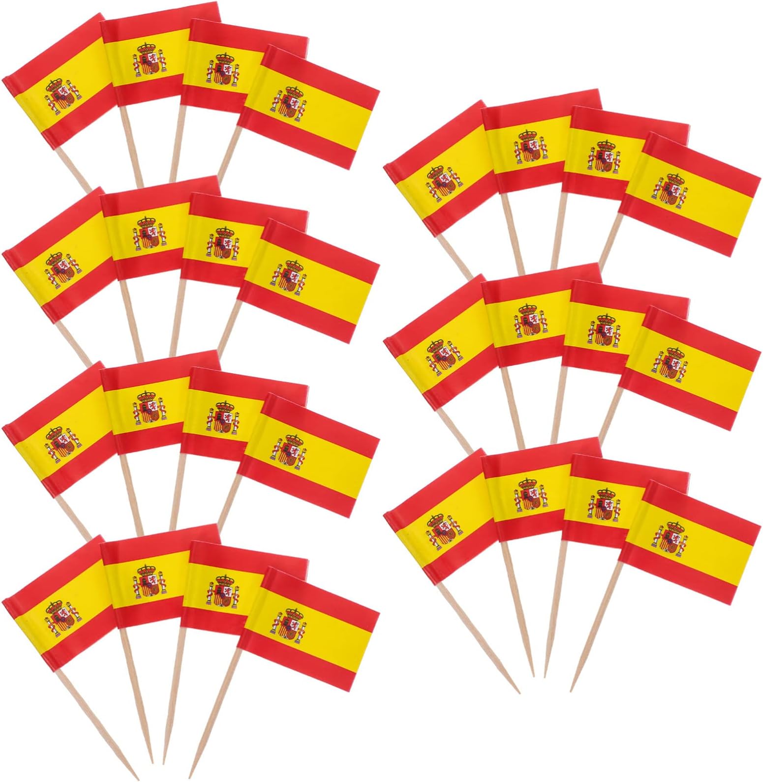 200Pcs Spain Flag Toothpick Spanish Toothpick Flags Small Mini Stick Cupcake Toppers Country Picks for Cocktail Food Bar Cake Flags
