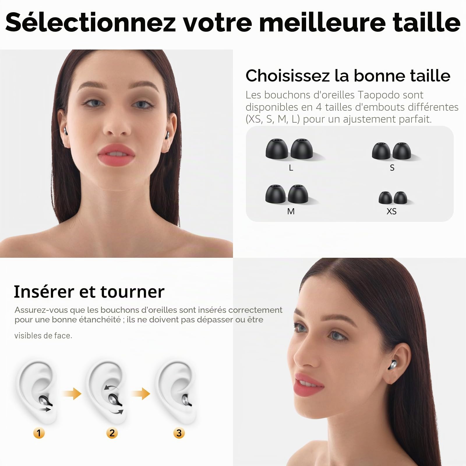 2026 Bouchon d'oreille pour dormir, 45dB boule quies réutilisables réduisant le bruit pour dormir, doux et réutilisables, bons pour dormir, voyager, se concentrer, concerts (Noir)