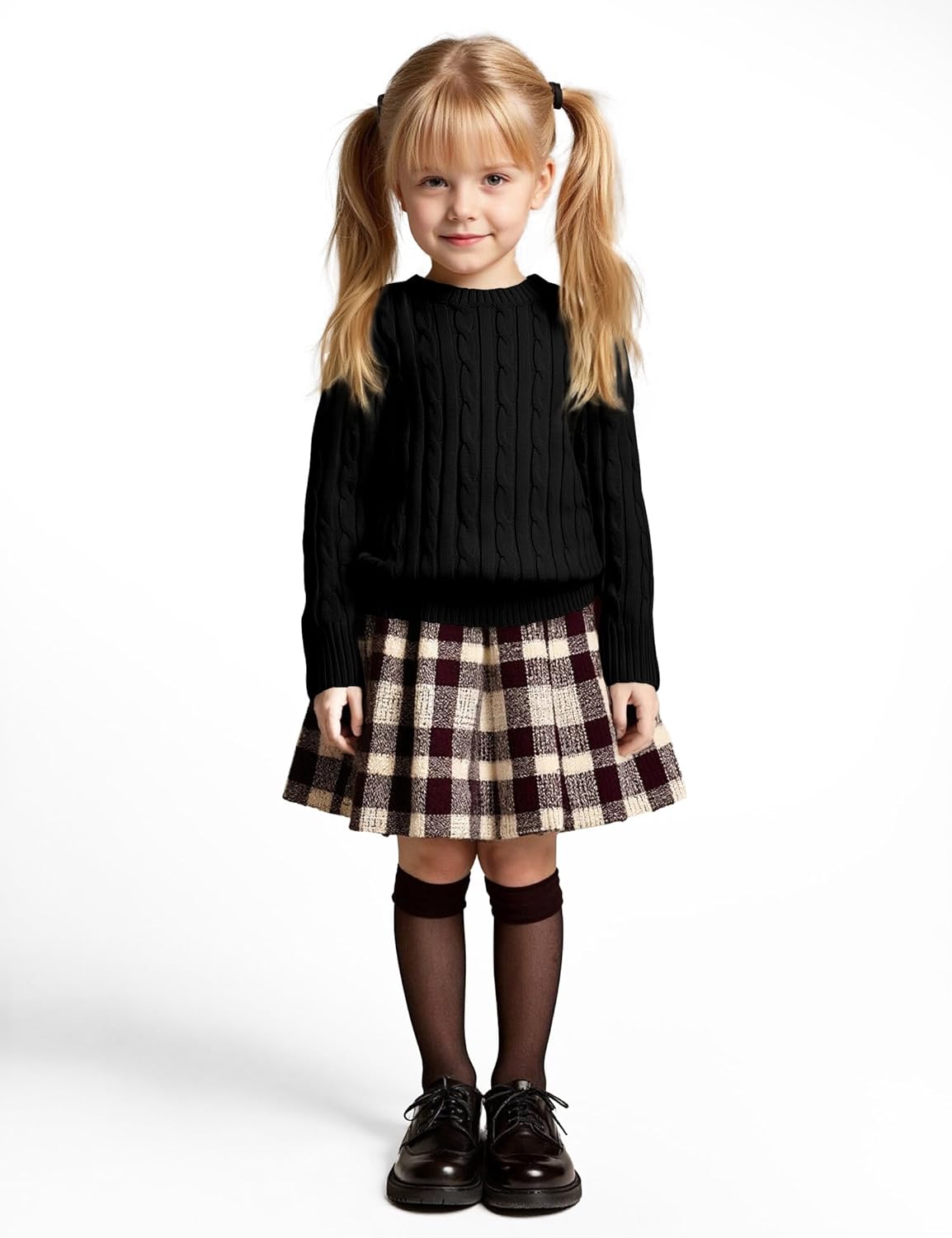 Girls' Sweaters Casual Long Sleeve Cable Knit Pullover Sweater Kids Fall Winter Crew Neck Jumper Top - Image 5