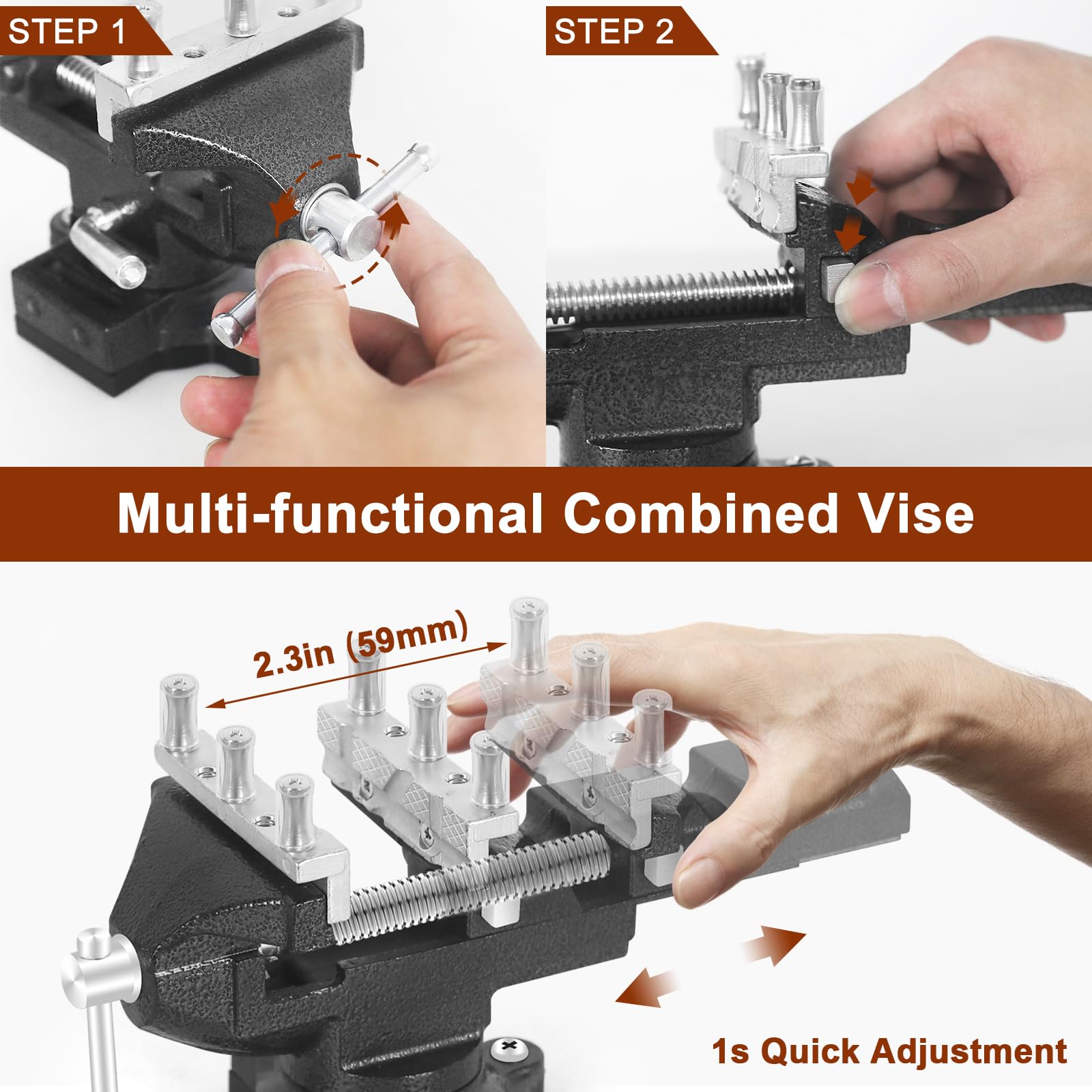 Soldadura magnética de tercera mano con tornillo de banco de trabajo de metal resistente, soporte para placa de circuito PCB con lámpara de aumento 5X, soporte para pistola de aire caliente de 360°