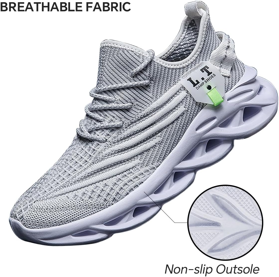 Mens Running Shoes Gym Slip on Sneakers Non Slip Walking Tennis Sports Work Athletic Workout Casual Lightweight Breathable Fashion