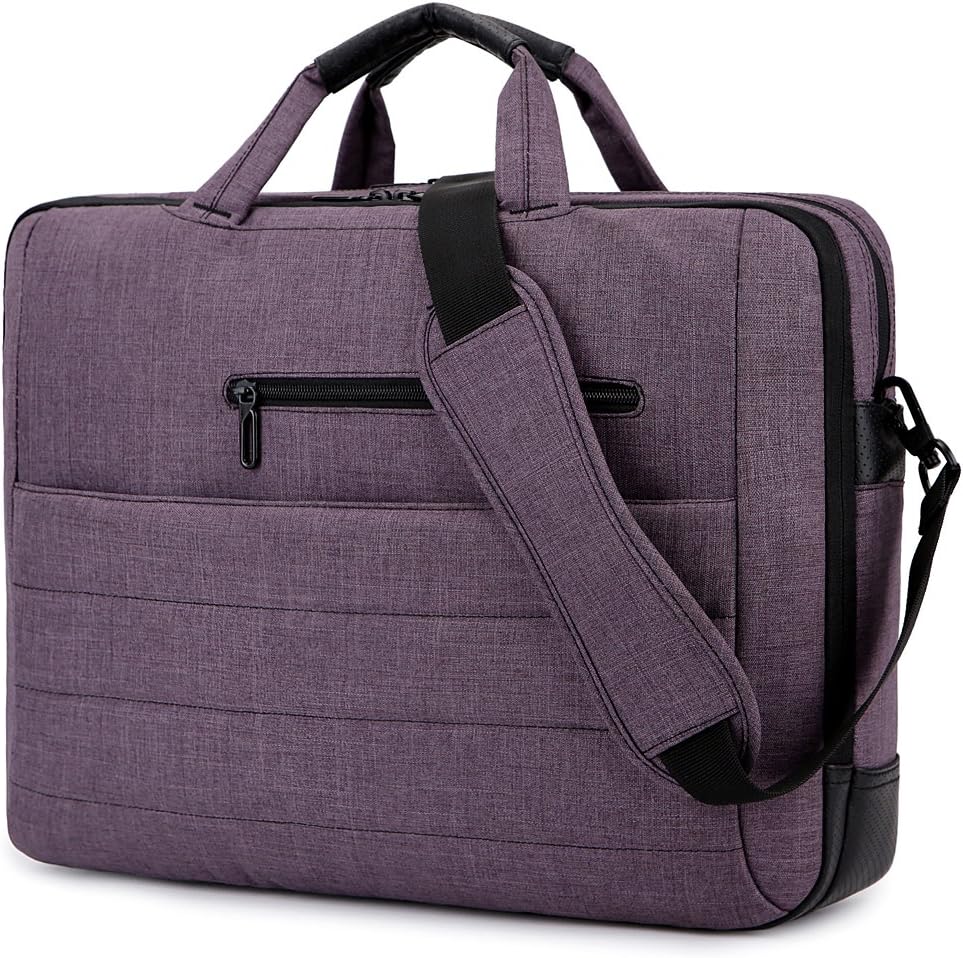 BRINCH 17.3 Inch Nylon Shockproof Carry Laptop Case Messenger Bag for 17-17.3 Inch Laptop/Notebook/MacBook/Ultrabook/Chromebook with Shoulder Strap Handles and Pockets (Dark Purple)