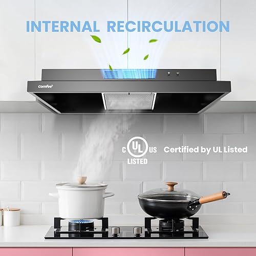 Miniatura 5 de Comfee' Campana extractora de 30 pulgadas sin conductos de ventilación de acero inoxidable duradera para debajo del gabinete con 2 filtros