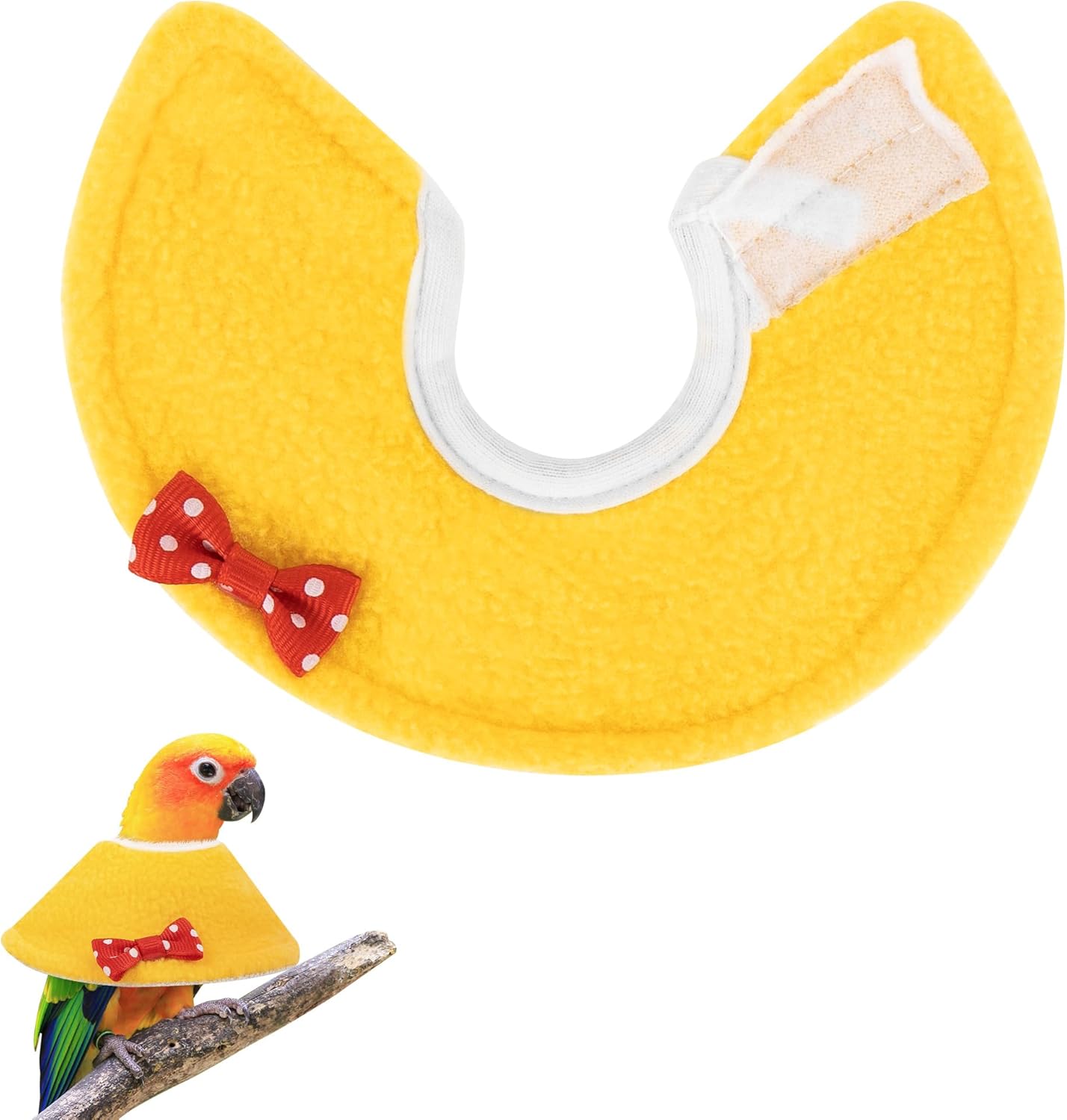 Adjustable Bird Parrot Tapered Collar, Anti-Bite Recovery Collar (X-Small) (Yellow)