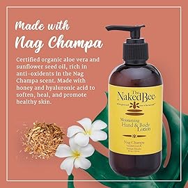 The Naked Bee Nourishing Body Lotion for All Skin Types (8 oz) Moisture Replenishing Lotion for Dry Skin with Nag Champa Sandalwood & Indian Massala