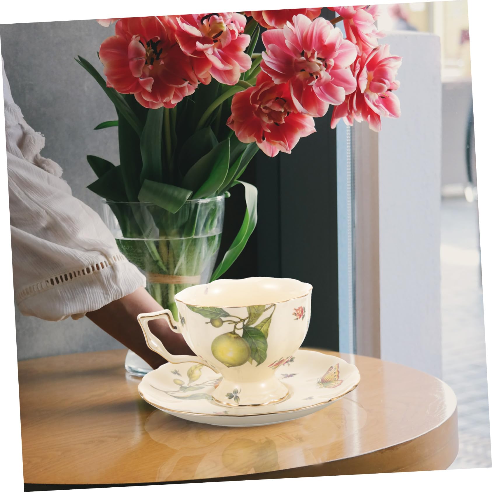 DOITOOL Keramik Cappuccino Becher Satz mit Untertasse 1 Satz Vintage Retro