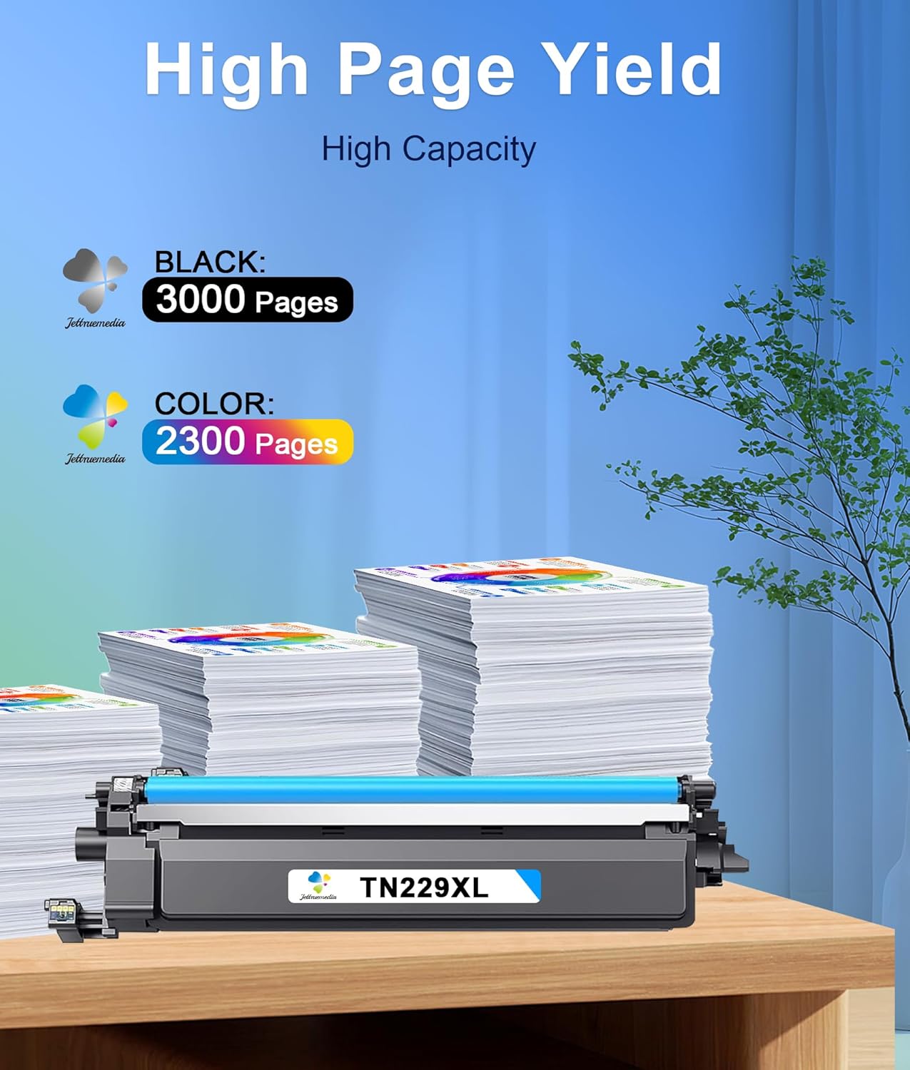 TN229XL Toner Cartridges 4 Pack with Chip Replacement for Brother TN229 TN229XL 229XL Toner Comptiable with Brother MFC-L3780CDW HL-L3280CDW MFC-L3720CDW HL-L3220CDW HL-L3300CDW HL-L3295CDW Printer