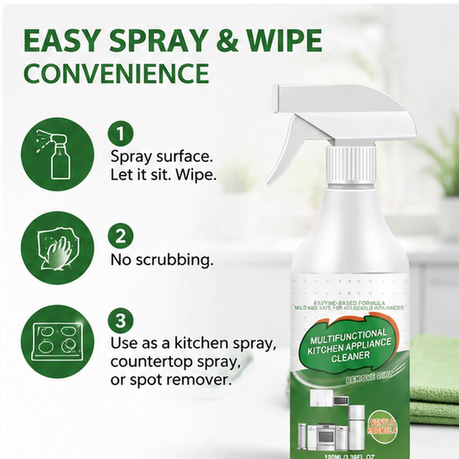 Wielozadaniowy środek do czyszczenia urządzeń kuchennych bez szorowania Spray-Heavy Duty Grease Remover, środek do czyszczenia powierzchni Kuchnia Uniwersalny środek do usuwania (5 szt)