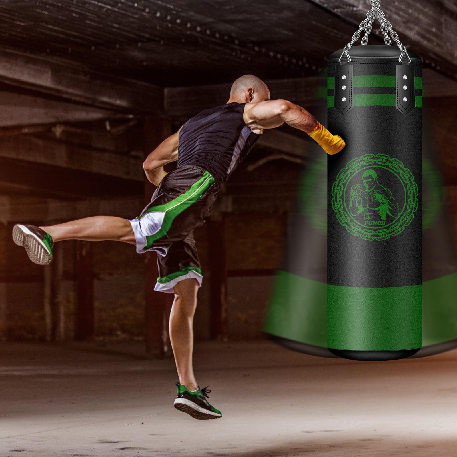 NZQXJXZ Sac de Boxe Adulte Non Rempli en Cuir Microfibre pour l'Entraînement Kickboxing Fitness MMA Grappling Muay Thai Karate