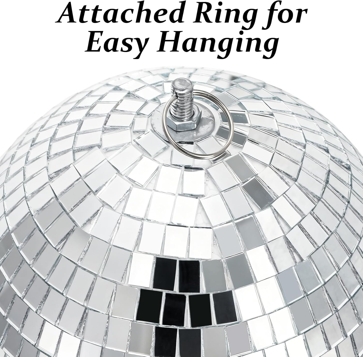 Suwimut 2 Pack Mirror Disco Ball, 7 Inch Cool and Fun Large Silver Hanging Disco Ball with Hanging Ring, Reflects Light, Party Favor, Christmas New Year Wedding Decor Festival Stage Prop