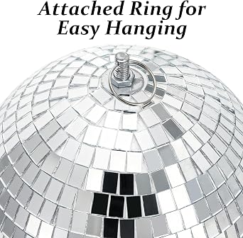 2 Pack Disco Ball, 7 Inch Large Silver Hanging Mirror Ball