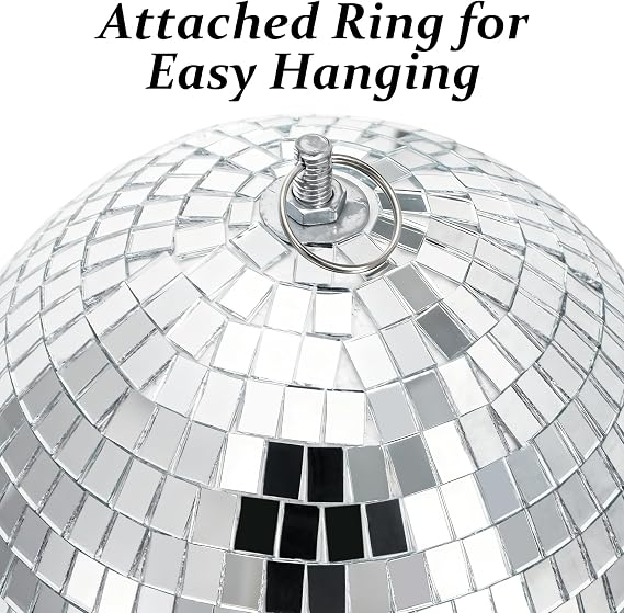 2 Pack Disco Ball, 7 Inch Large Silver Hanging Mirror Ball