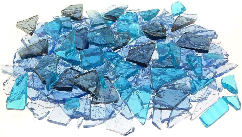 Mixed Blue Stained Glass Cobbles-8 ounces(half pound)