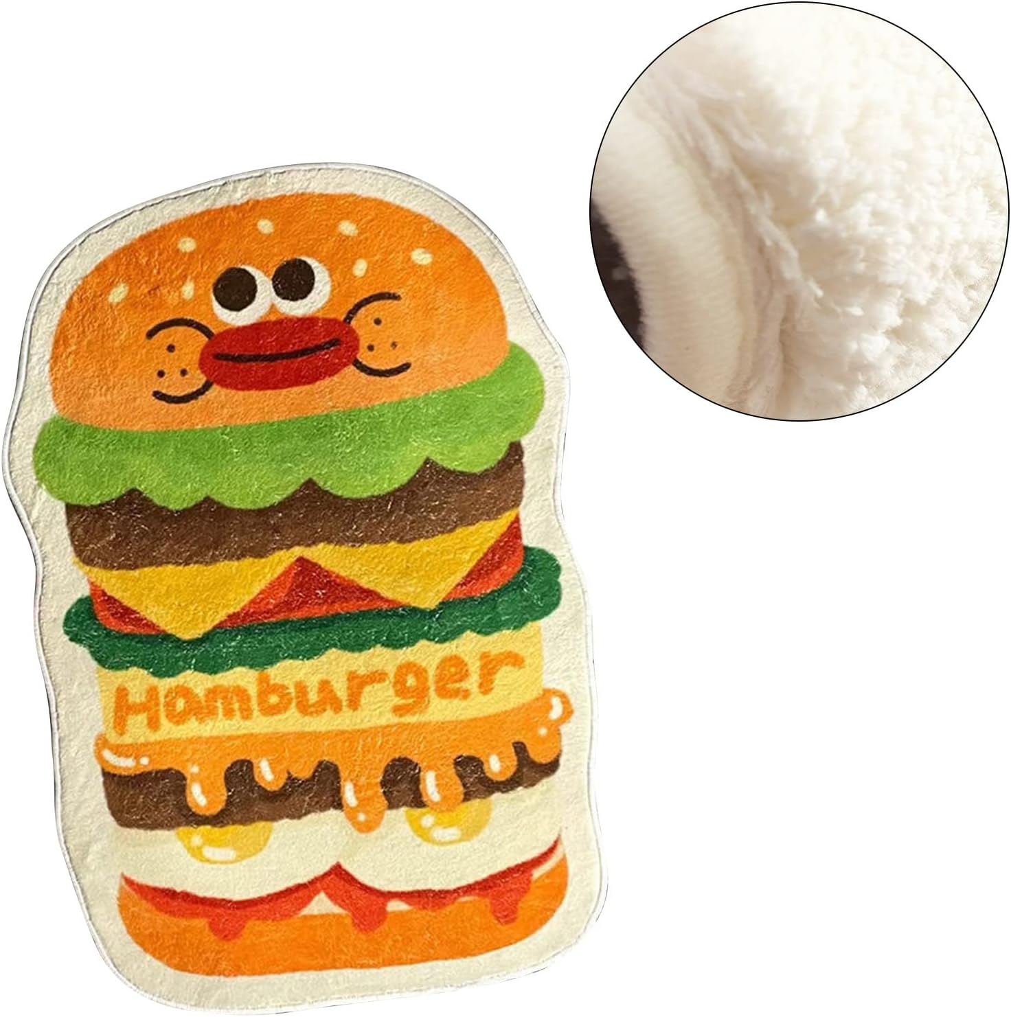 Kids Rugs Bath Mats, Cute Hamburger Shape Absorbent Mat Cartoon Pattern Slip Comfortable Wrapped Edges Area Pad for Bedroom Bathroom 15.74x23.62in (50 * 80cm)