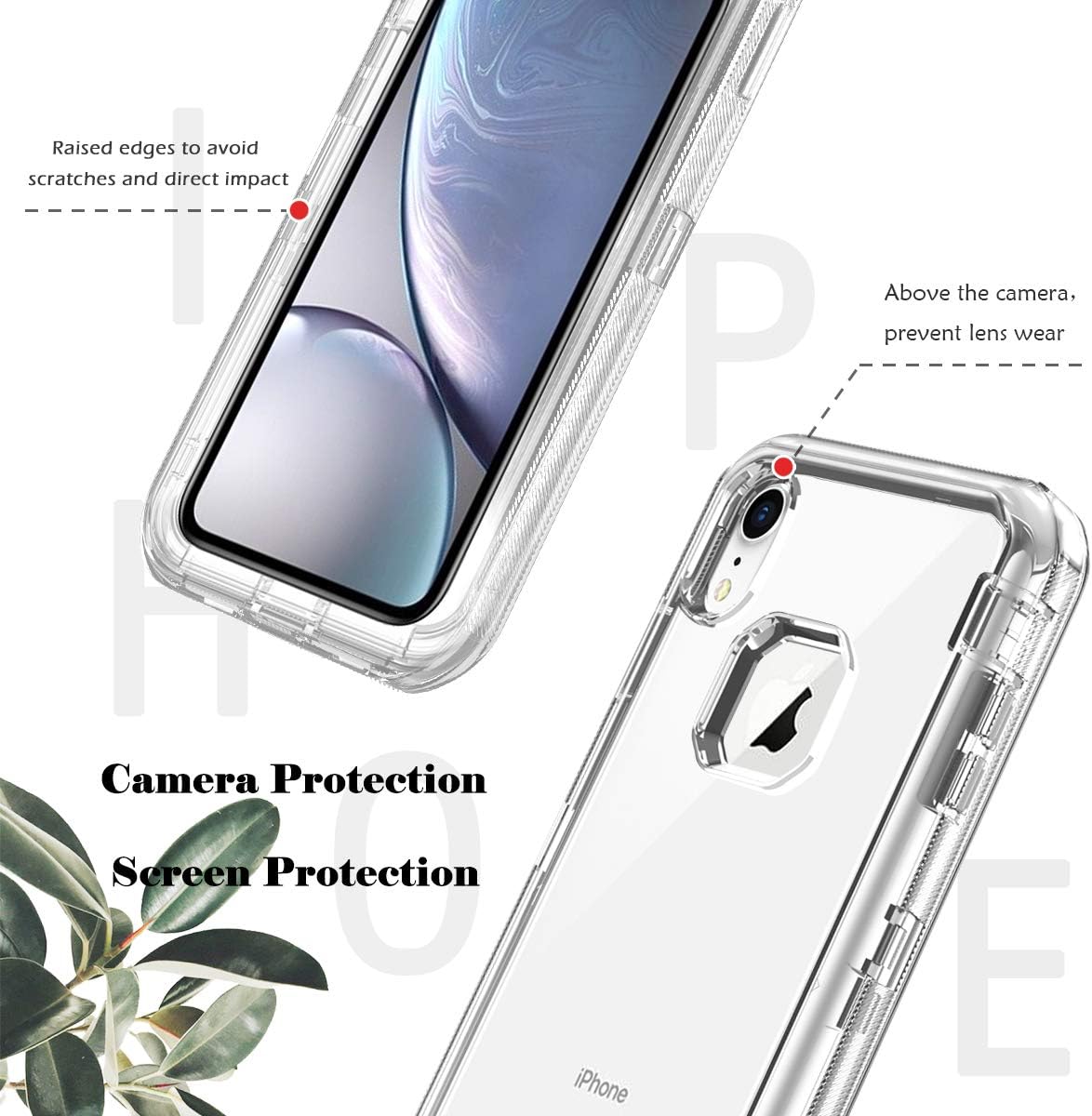 PIXIU Compatible with iPhone XR case Clear,Heavy Duty Dual Layer Shockproof Protective Hybrid Transparent Case for Apple iPhone Xr 6.1 inch 2018 Release