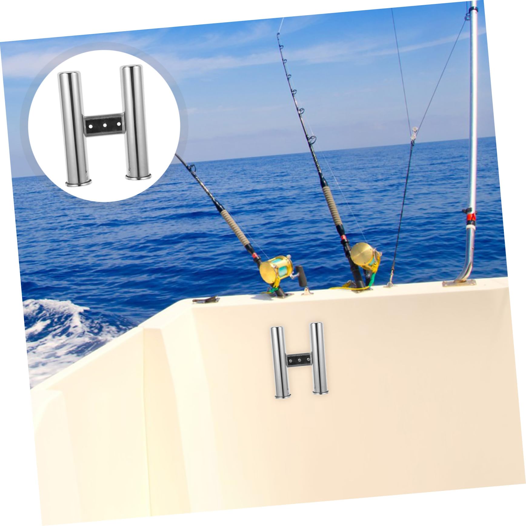 BESPORTBLE Supporto Festa per Acciaio Inossidabile da Canne in Pesca Robusto Doppio Tubo Porta Estiva Muro da Terra