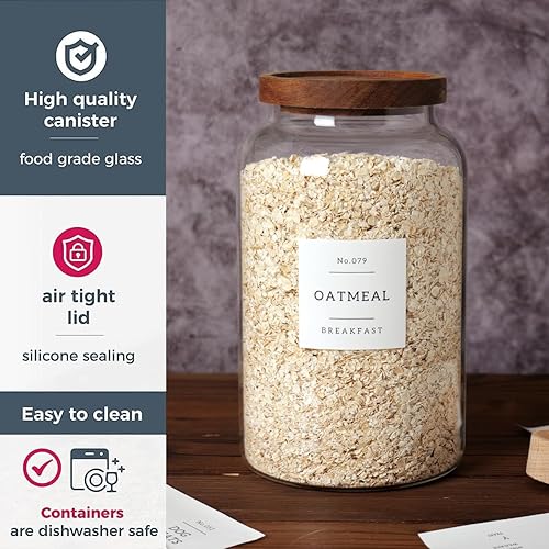 Miniatura 6 de CZSZYGHBAO 2 tarros de vidrio grandes con tapa hermética, tarros de vidrio para almacenamiento de alimentos para té, especias, cereales, huevo,