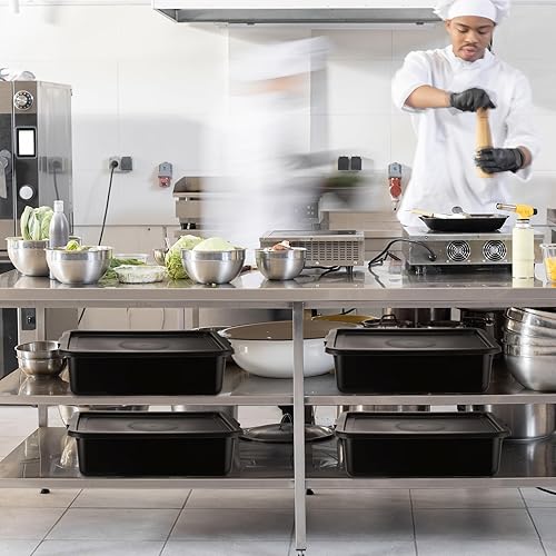 Miniatura 7 de 6 tubos de autobús de plástico con tapa, caja de autobús comercial de 13 L, caja de almacenamiento de plástico para restaurante, hogar, cocina, uso