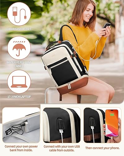 Miniatura 4 de ZOMFELT Mochila de viaje, mochilas de mano aprobadas para vuelos con compartimento para zapatos y bolsillo húmedo, Negro -, Mochila de mano y bolsa