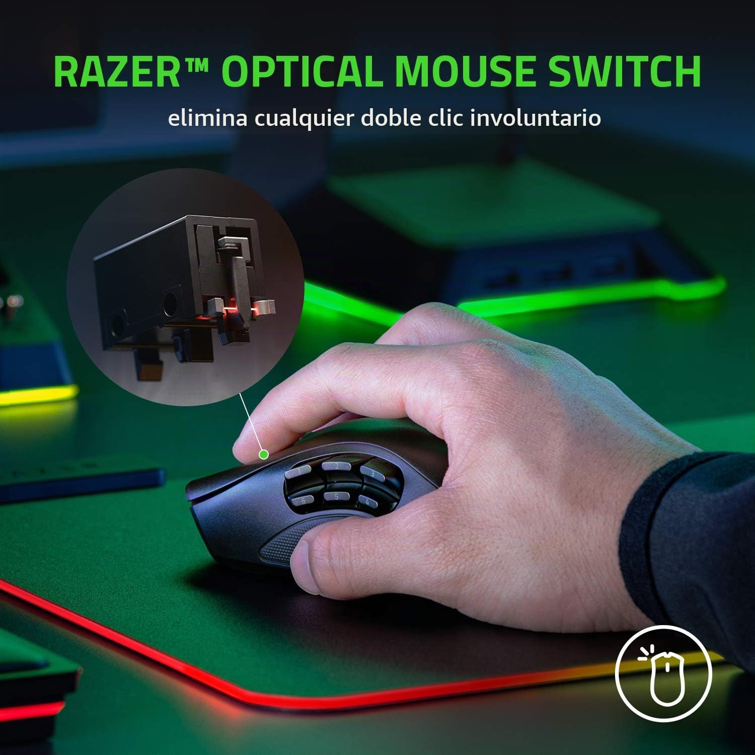 Razer Naga Pro - Ratón inalámbrico modular para juegos para juegos MMO, MOBA o FPS con paneles laterales intercambiables (HyperSpeed ​​Wireless, 19 + 1 botones programables)