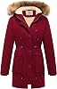 WenVen Women's Winter Thicken Fleece Jacket Fur Hooded Military Parka Coat