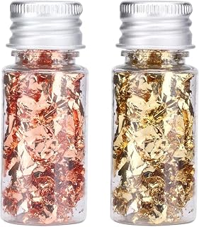 Edible Gold Leaf, Gold Leaf Cake Decoration Gold Flakes Food Gold Foil Decoration Baking Gold Foil Decor Chocolates Decor Gold Leaf Sheets for Cooking Dessert Decoration Crafts Makeup (Gold and Rose Gold)