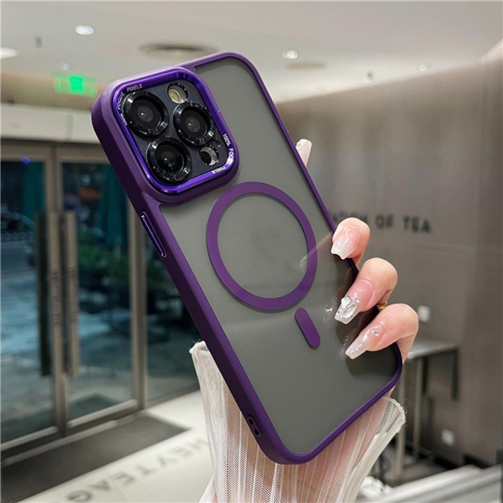 Coque antichoc iPhone 14 Plus magnétique transparente violette - 7