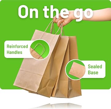 Brown Paper Bags with Handles - 25 Pack, Small Gift Bags 9 x 7 x 3.5