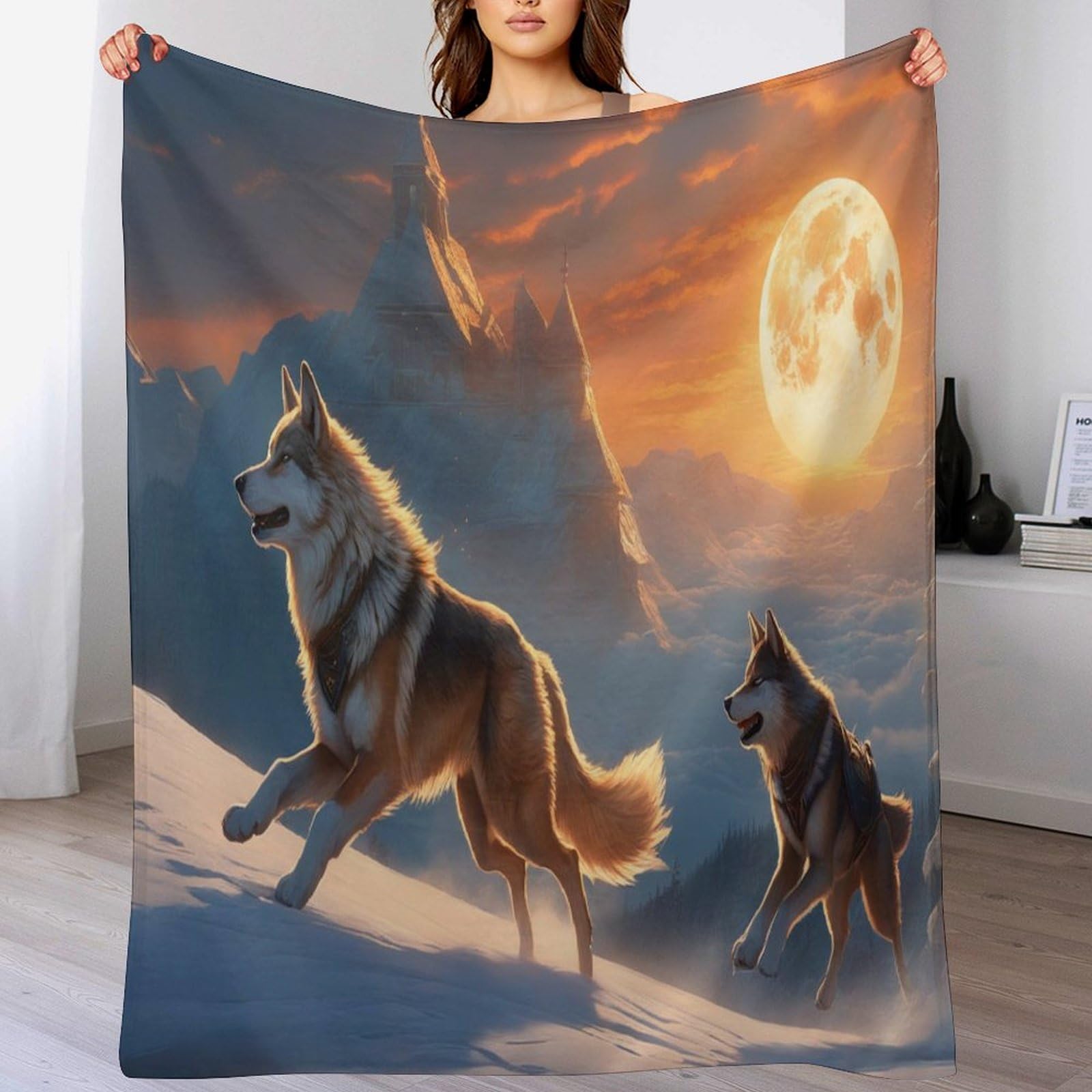 Couverture polaire loup pour vos soirées cocooning et nuits douillettes