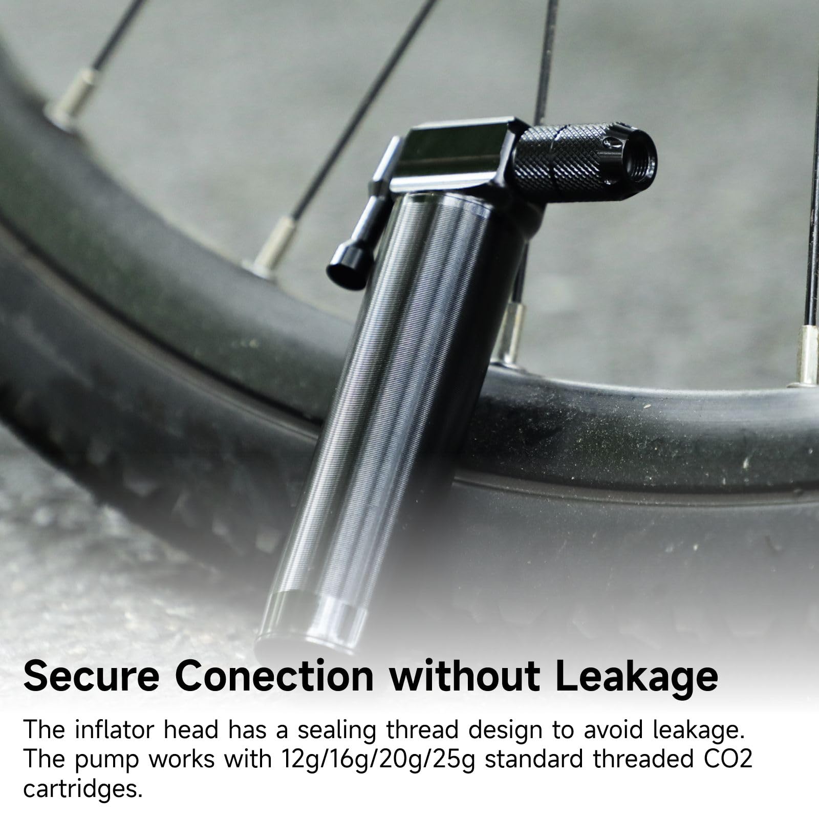 CO2 Fahrradreifen-Inflator, Mini-CO2-Fahrradpumpe für Schrader-Ventile, kompakt und leicht, füllt in Sekunden, passend für 12 g, 16 g, 20 g, 25 g CO2-Kartuschen, ohne Kartuschen