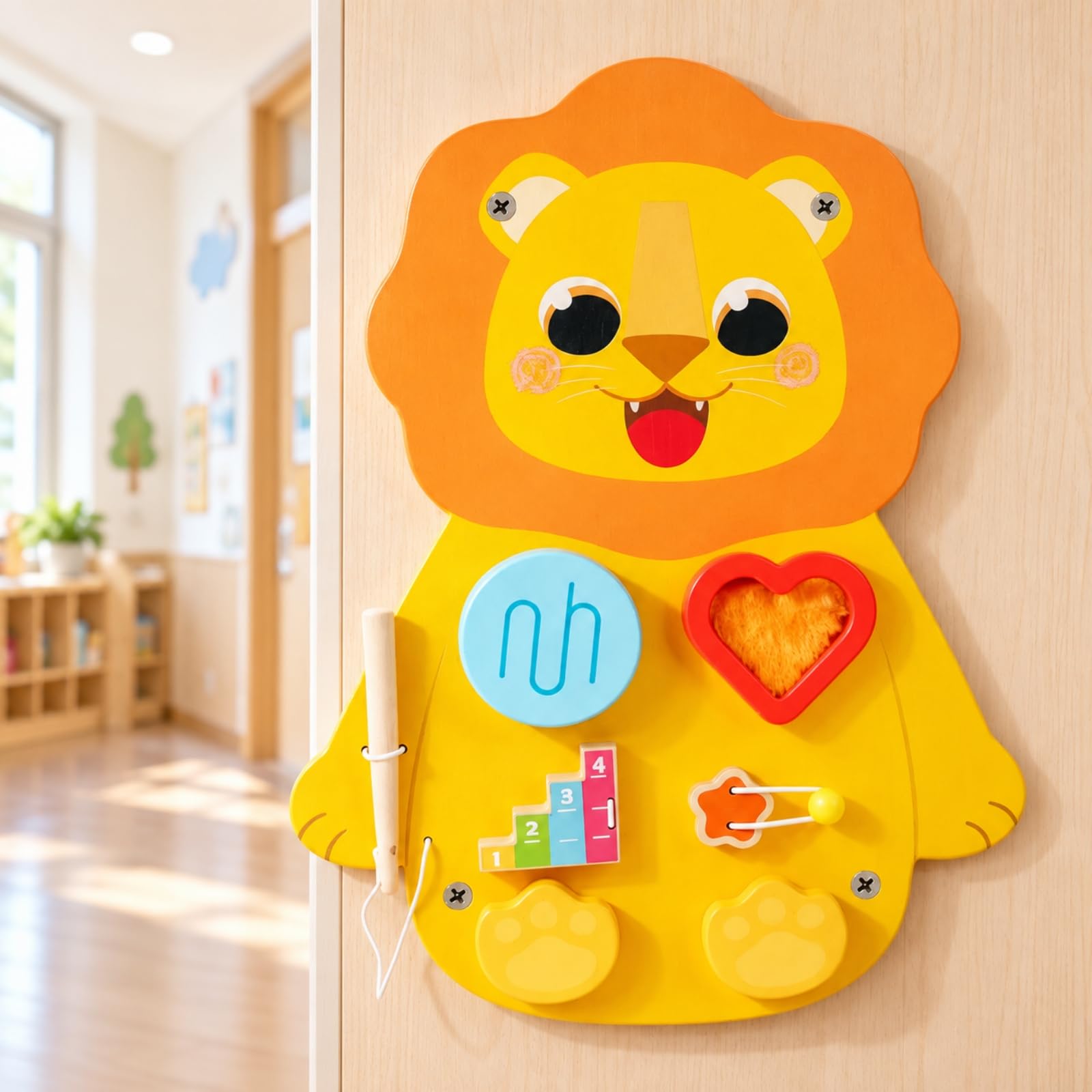 Perfeclan Tablero Actividas León para Pared Interactivo Panel Actividas con Bloques Numéricos con Colores Brillantes para Aula, Guarría