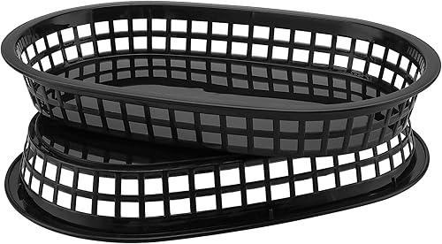 Miniatura 4 de MANCHAP Paquete de 50 cestas de plástico de 10.6 x 7 pulgadas para servir comida rápida, cesta ovalada de plástico para servir alimentos para pan,