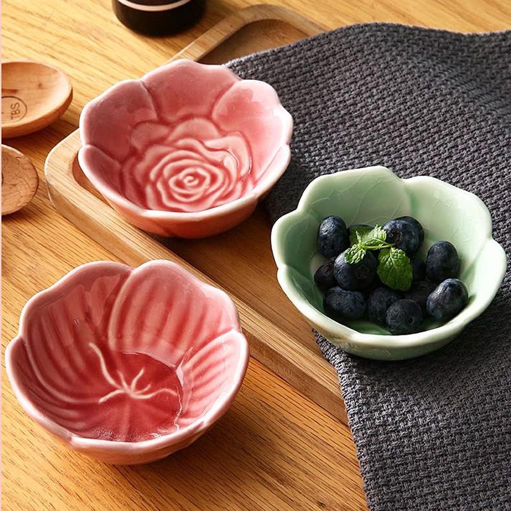 デザートプレート セラミック大豆ディッピングディッシュローズマルチポーズ磁器ソースディッシュミニ調味料食器寿司醤油ディッピングボウル