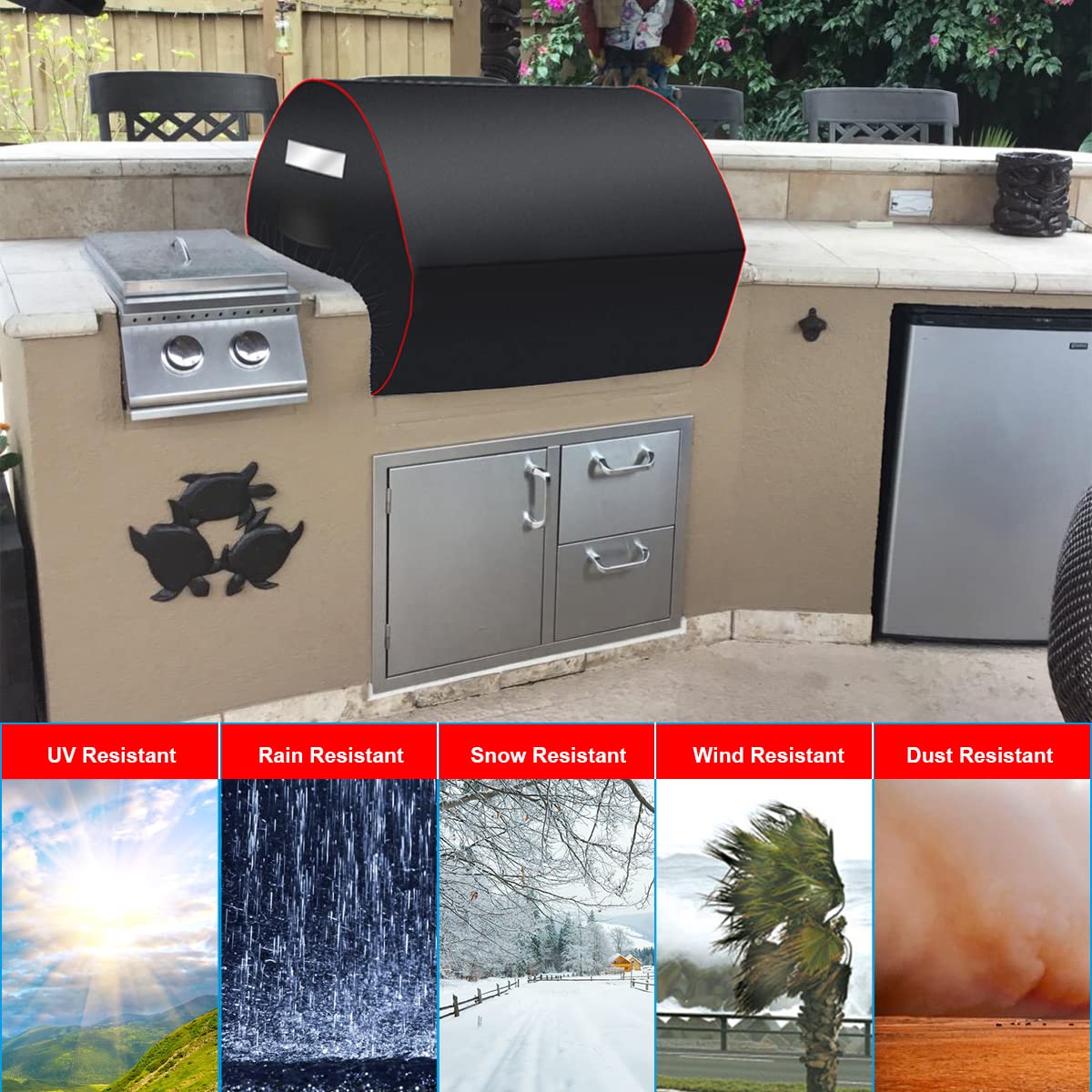 Copertura Impermeabile Per Griglia Integrata 81x66x30 Cm - Per Bull 45005, Lonestar, Weber - Protezione UV E Vento Con Maniglie