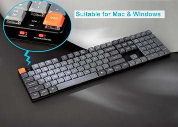 Keychron K5 Max Ultra-Slim Wireless Custom Mechanical Keyboard, QMK/VIA Programmable 3-Mode Bluetooth/2.4 GHz/Wired with White Backlight, Low Profile Gateron Red Switch, PBT Keycaps for Mac Win Linux