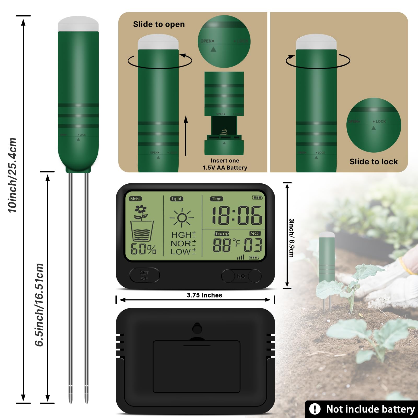 Snapklik.com : KITHOUSE 4-in-1 Wireless Soil Moisture Meter/Thermometer ...
