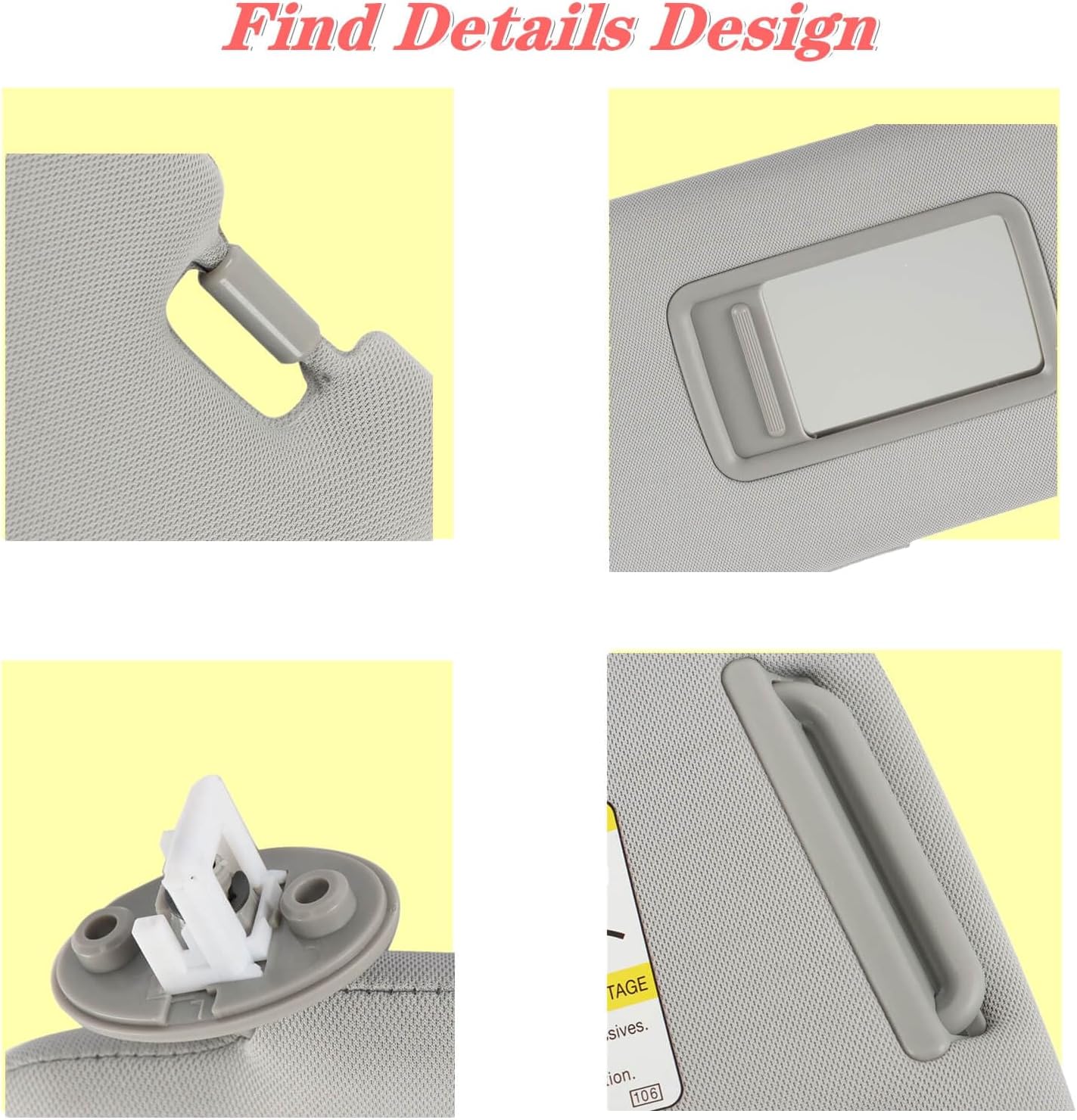 Left Driver Side Sun Visor with Vanity Light,Compatible with Toyota 4Runner 2010-2023, Replaces# 74320-35A91-B1 7432035A91B1 (Gray)