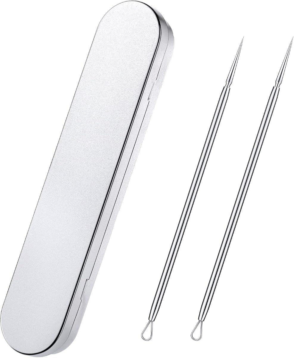 Titanium Lancet Pimple Extractor Tool, Blackhead Milia Remover, 2Pcs with Box