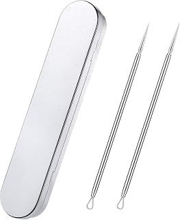 Lanties Titanium 2-in-1 Pimple Popper Tool - Professional Blackhead Whitehead Milia Extractor Lancet Needle Kit, 2PCS with Box