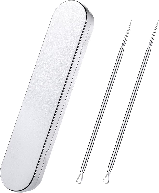 Titanium Lancet Pimple Extractor Tool, Blackhead Milia Remover, 2Pcs with Box